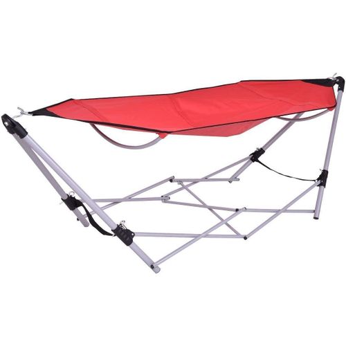 Foldable camping hammock with carrying bag – Portable camping bed with a sturdy steel frame – Deluxe outdoor hammock for garden, patio, and picnics