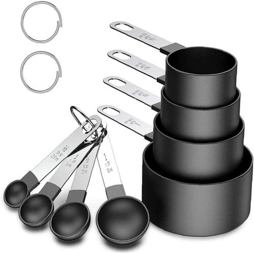 SoSickWithIt 8 Pcs Measuring Cups and Spoons Set, Stackable Stainless Steel Handle Accurate Tablespoon for Measuring Dry and Liquid Ingredients Small Teaspoon with Plastic Head Assorted Colors