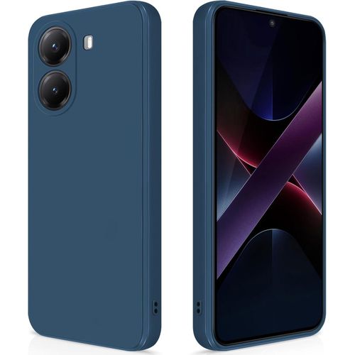 Slim, shockproof, heat-resistant polyurethane and silicone protective case for Xiaomi Poco X7 Pro 5G with a fiber inner layer and camera protector by GION, blue color