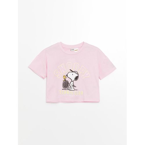 Crew Neck Snoopy Printed Short Sleeve Girl's T-Shirt
