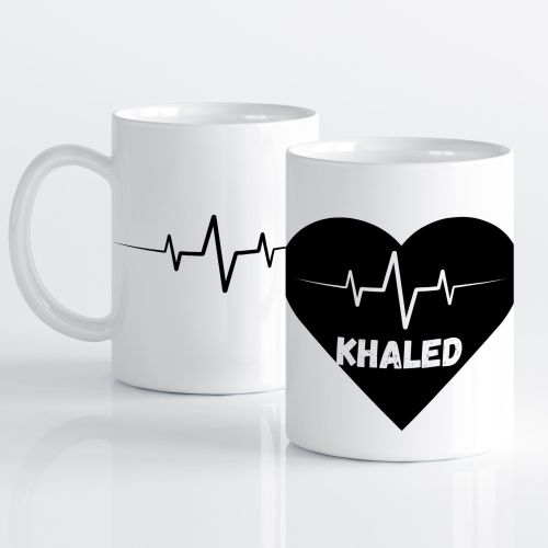 كوب اسم خالد - هدية للرجال - مثالي لعيد الحب، أعياد الميلاد، عيد الأب، والمناسبات الخاصة - كوب سيراميك 11 أونصة - هدية لطبيب القلب - ليل غوافا
