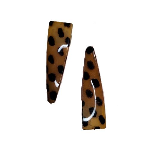 Twin Set of printed Hair Clips - Brown