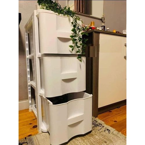 Khorshid Plastic Storage Cabinet 3 Tier Multi-Use Storage Cabinet Clothes Shoes Toys Stationery Plastic Size 95 H 45 W 36 D Gray 019525