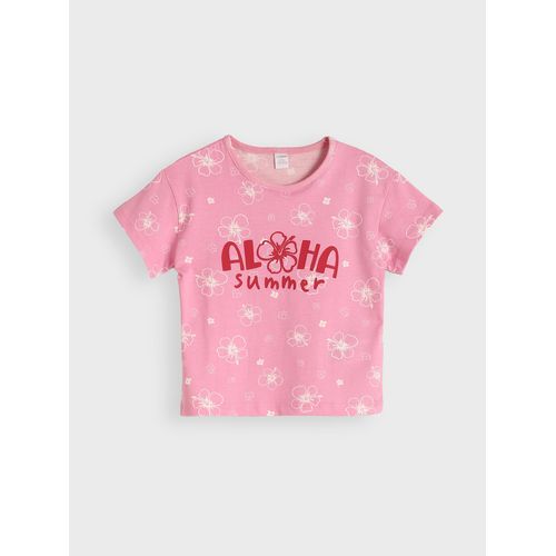 Crew Neck Printed Girl's T-Shirt