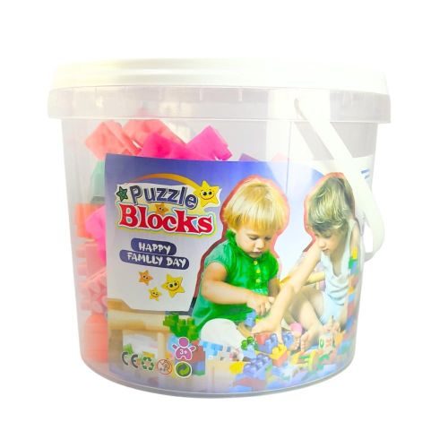 جيني دلو مكعبات بلاستيكية للاطفال، 20 قطعة، للاعمار من 3 سنوات فما فوق، الوان زاهية، لعبة تعليمية لتطوير الابداع والمهارات الحركية - بلاستيك وامن