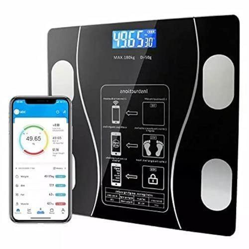 Black Professional Bluetooth Digital Personal Scale - Personal Weight Scale with App - Body Weight Measurement and BMI Guide include body fat and muscle percent