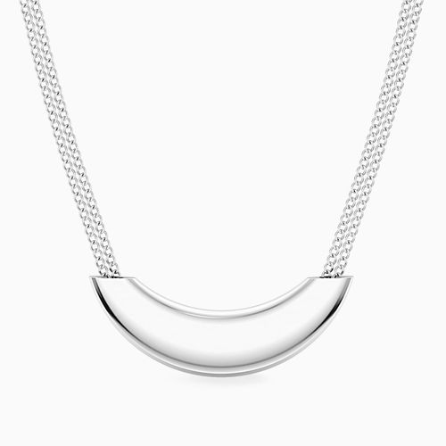 Curved Necklace In Silver.