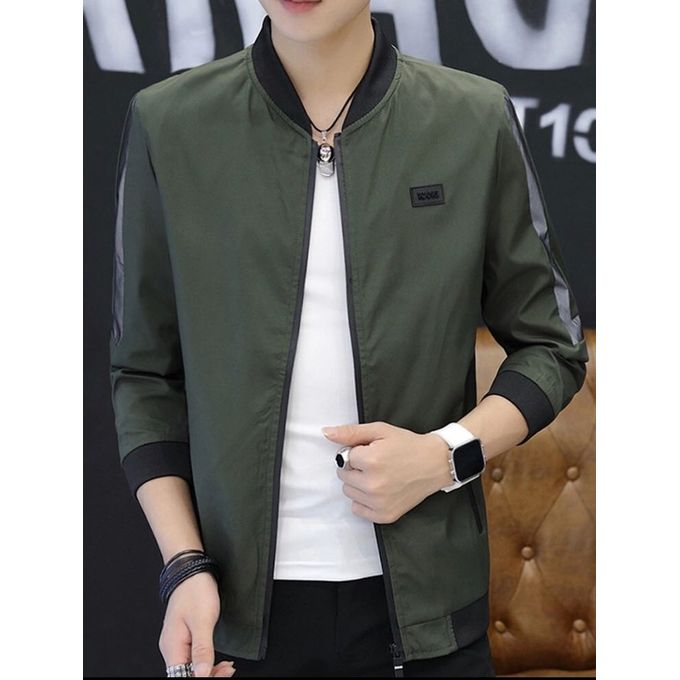 Generic Men S Casual Jacket Zipper Solid Color Leisure Jacket