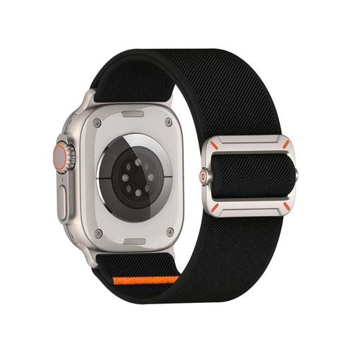 Adjustable Nylon Strap For Apple Watch Series 10/9/8/7/6/5/Ultra 2/Ultra - 49mm 44mm 45mm 42mm 46mm With metal buckle (Black)