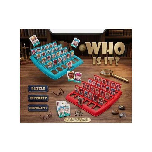 Classic Who Is It? Guessing Game - Collector's Edition Interactive Deduction Board Game for - Strategic Logical Thinking and Questioning Game with Character Cards, Magnifying Glass, and Character Boards - Perfect for Developing Observation,