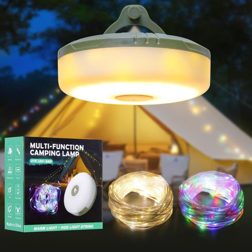 Camping String Light Portable Rechargeable Lantern with 8 Modes Lighting Quick Storage Camping Lights Tent Light for Hiking RVs Parties (Camping Essentials Gear)