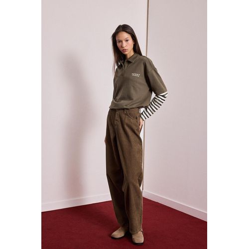 Baggy Fit Zip-Up Regular Waist Velvet Trousers