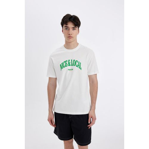 Man Crew Neck Regular Fit Short Sleeve T-Shirt - Ecru