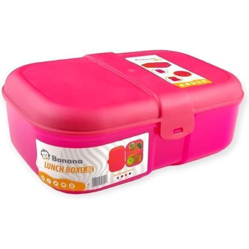 Banana Lunch Box 1.8L Healthy Plastic Pp5 Red & Fuchsia