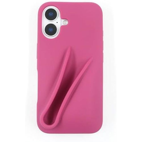 Soft-touch silicone mobile phone case for iPhone 16, simple matte design, shockproof and fingerprint-resistant cover (light pink)