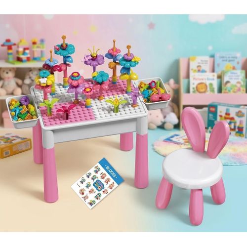 Kids’ LEGO Table and Chair Set 89 Pieces - Kids’ Activity Table with Chairs and Building Blocks 89 Pieces - Kids’ Building Table with Chairs 89 Pieces