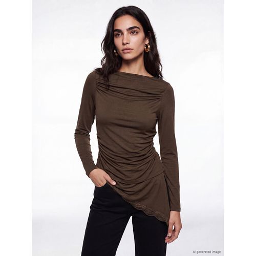 Lace Detailed Asymmetric Cut Blouse