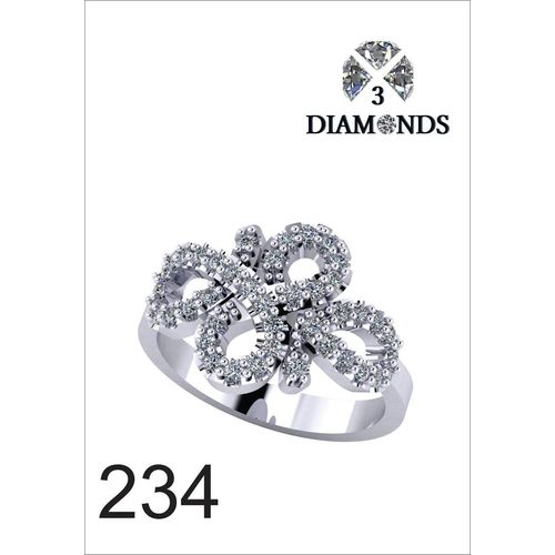 خاتم 3 دايموندز بلاتين بلاتينوم للنساء مع حجر زركون - فضي