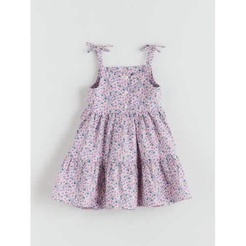 Square Collar Floral Girl's Dress