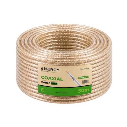 ENERGY Shower Wire Roll 50m Net 96 Hairs – Moisture Block Layer & Excellent Insulation RG6 Thermal PVC Insulation 18AWG – 100% Efficiency – 75 Ohms, 5-30000 MHz Clear Plastic Five Year Warranty