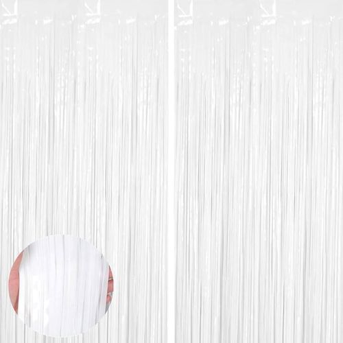 2-Pack Metallic Tinsel Foil Fringe Curtains Party Photo Backdrop Decor