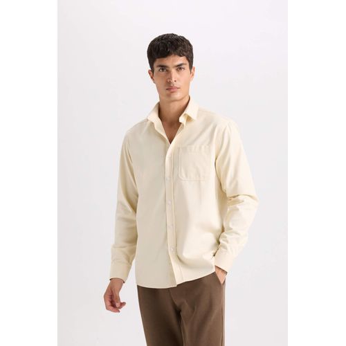 Regular Fit Polo Collar Gabardine Long Sleeve Shirt