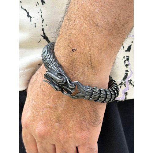 Vintage Nordic Dragon Bone Men's Stainless Steel Link Bracelet