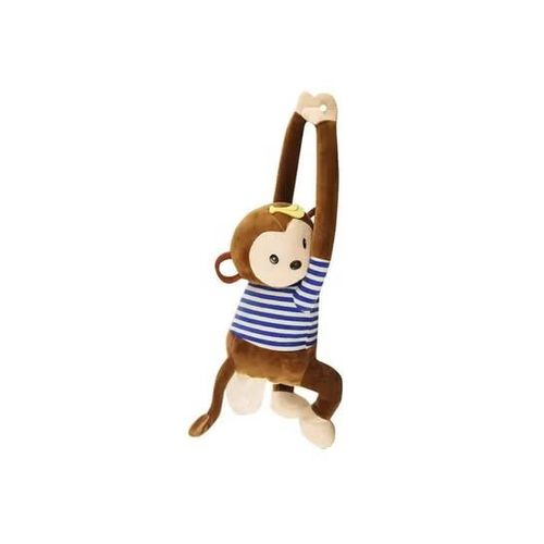 Cute Plush Monkey Car Tissue Holder - Hanging Cartoon Animal Napkin Organizer for Car Headrest, Home & Bathroom - Brown.