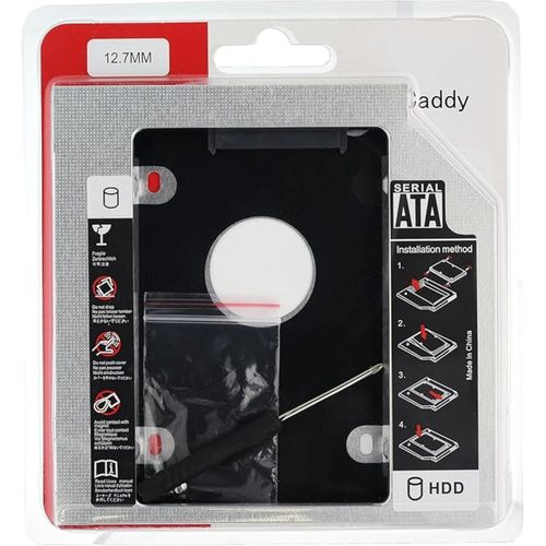12.7mm Aluminum 2nd HDD SDD Hard Disk Caddy - SATA 3.0 Hard Disk Drive Adapter Box 2.5 SSD for Laptop CD-ROM