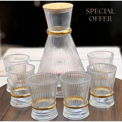 A Set Of Glass Drinks, 1 Flask + 6 Cups ( SPECIAL OFFER )
