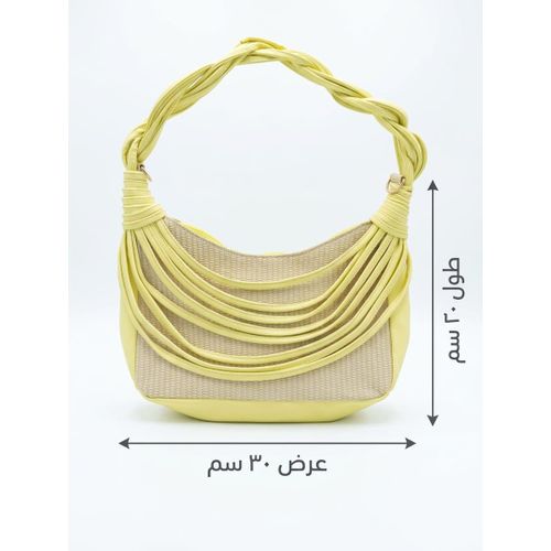 Trending Straw & Leather Shoulder Bag - Yellow (20x30 cm)
