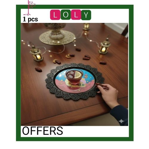 طبق تسالي رمضان مزخرف – طبق تقديم تمر ومكسرات بتصميم رمضاني أنيق