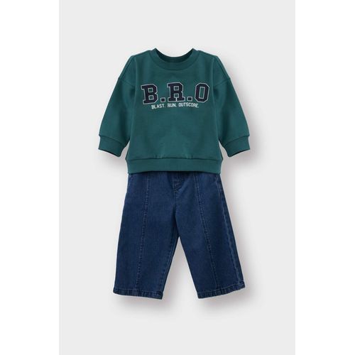 Baby Boy Printed Sweatshirt Jeans 2 Piece Set