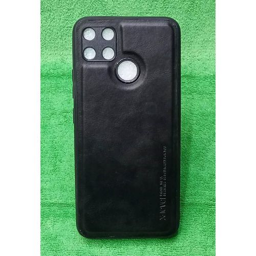 Slim Premium PU Leather Soft TPU Bumper Shockproof Protective Phone Cover for Realme C12 - BLACK