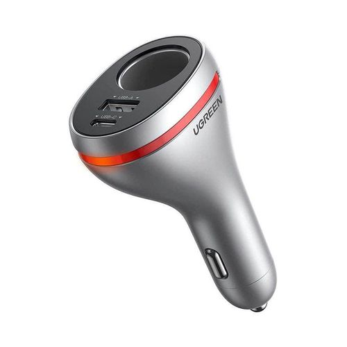 Ugreen Car Charger with Dual USB Ports Single Extension Socket PD 20W