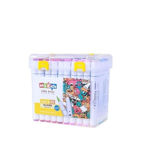 Chenguang Kids Little Artist Dual Tip Marker Set – 60 Colors, Washable Water-Based Coloring Markers with Carry Case - No: ZPMV8006