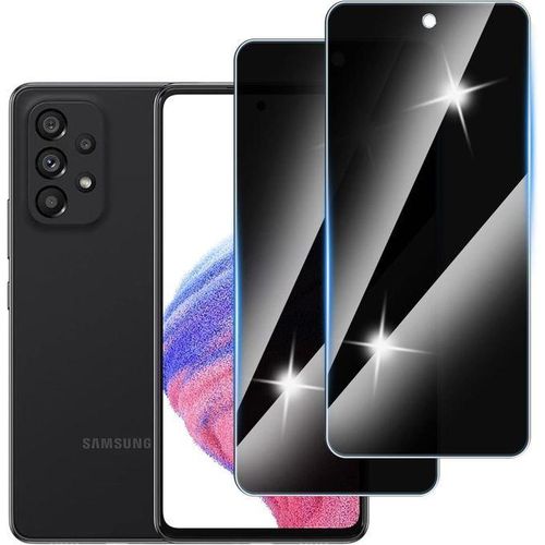 2-piece privacy screen protector for Samsung Galaxy A53, anti-spy glass film, tempered glass anti-spy, 9 hardness, bubble-free, scratch-resistant, privacy screen protector