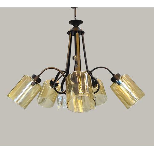 Classic metal chandelier 5 crystal bulbs, luxurious design and perfect lighting 60*60