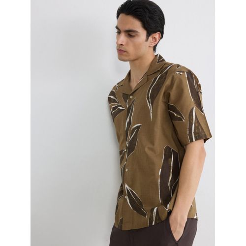 Regular Fit Camp Collar Patterned Viscose Men's Shirt