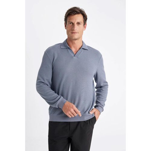 Man Regular Fit Polo Neck Jacquard Knitwear Sweatshirt