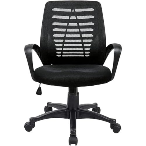 Mesh office chair with adjustable plastic base, by el motahida, black El-Motahida