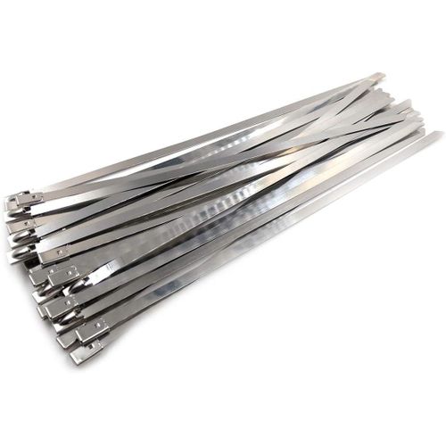 30 pcs Cable Zip Ties 304 Stainless Steel Exhaust Wrap Coated Locking Cable 8(20CM) for Automotive Parts, Home, Computer