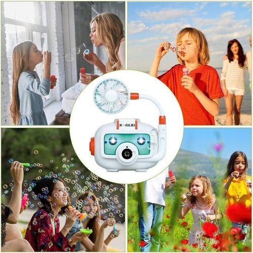 Automatic Bubble Camera Machine Toy with Light & Music, Electric Fan Bubble Blower Play Summer Toys, Outdoor Party Favors Bubble Maker Gift for Kids Boys Girls Ages 3+