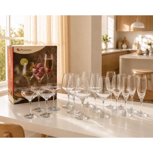 serving drinks, juices, and water very convenient for your home and suitable for serving at the dining table. Set of 18 glasses.