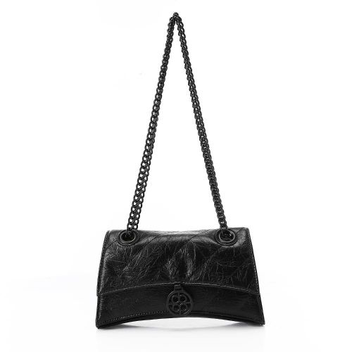 Self Patterned Smudged Black Shoulder Bag