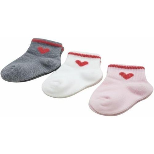 Children's heart-shaped socks, cotton and spandex, 3 pairs, gray, white, pink