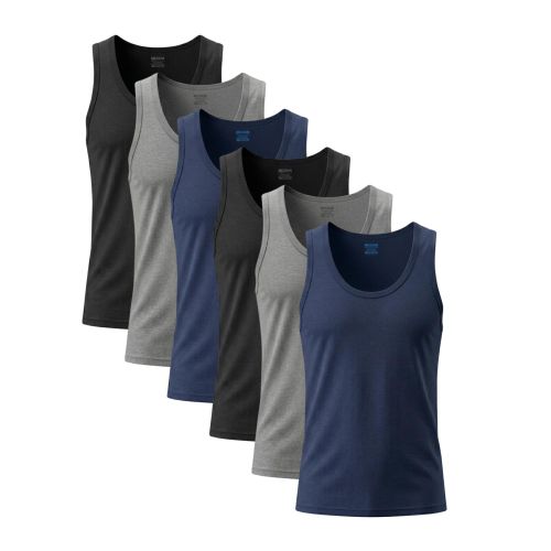 Dice Pack of 6 Cotton 100% Sleeveless Tank Top for Men (Plain Colors)