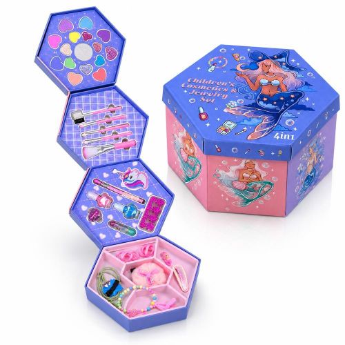 Kids 4 in 1 Mermaid Cosmetics and Jewelry Play Set - IG2948