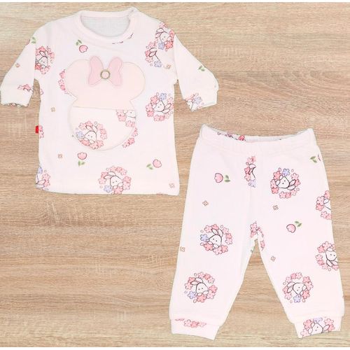 100% Cotton Kids' Long Sleeve Top & Pants Set – Bunny & Floral Print