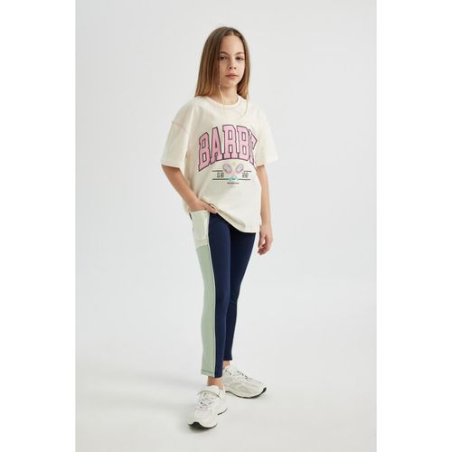 Knitted Bottom Leggings - Navy